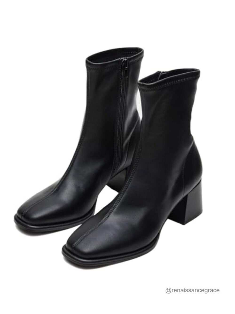 Women's Square Toe Ankle Booties Chunky Suede Short Boots